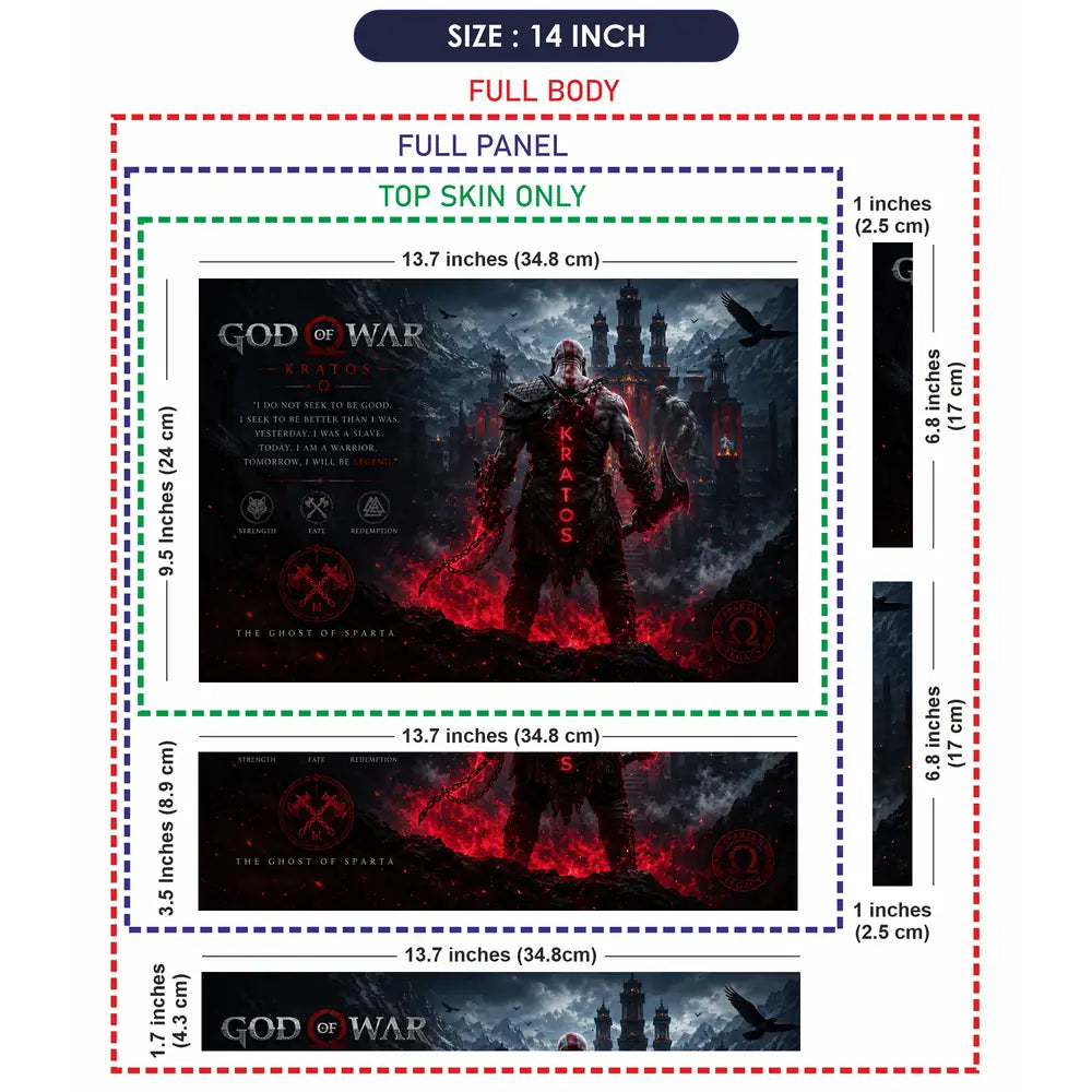 Gaming God Of War Kratos Castle Back View Laptop Skin - View 7