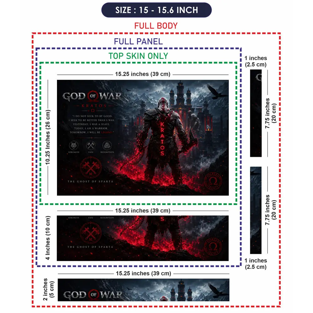 Gaming God Of War Kratos Castle Back View Laptop Skin - View 8
