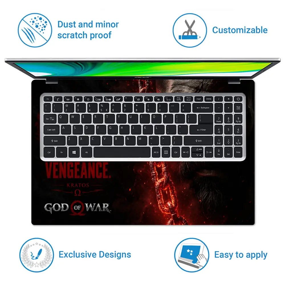 Gaming God Of War Kratos Chain Face Vengeance Laptop Skin - View 5