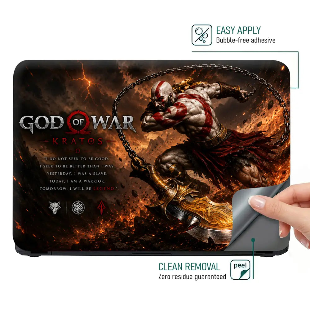 Gaming God Of War Kratos Chain Swing Attack Laptop Skin - View 4