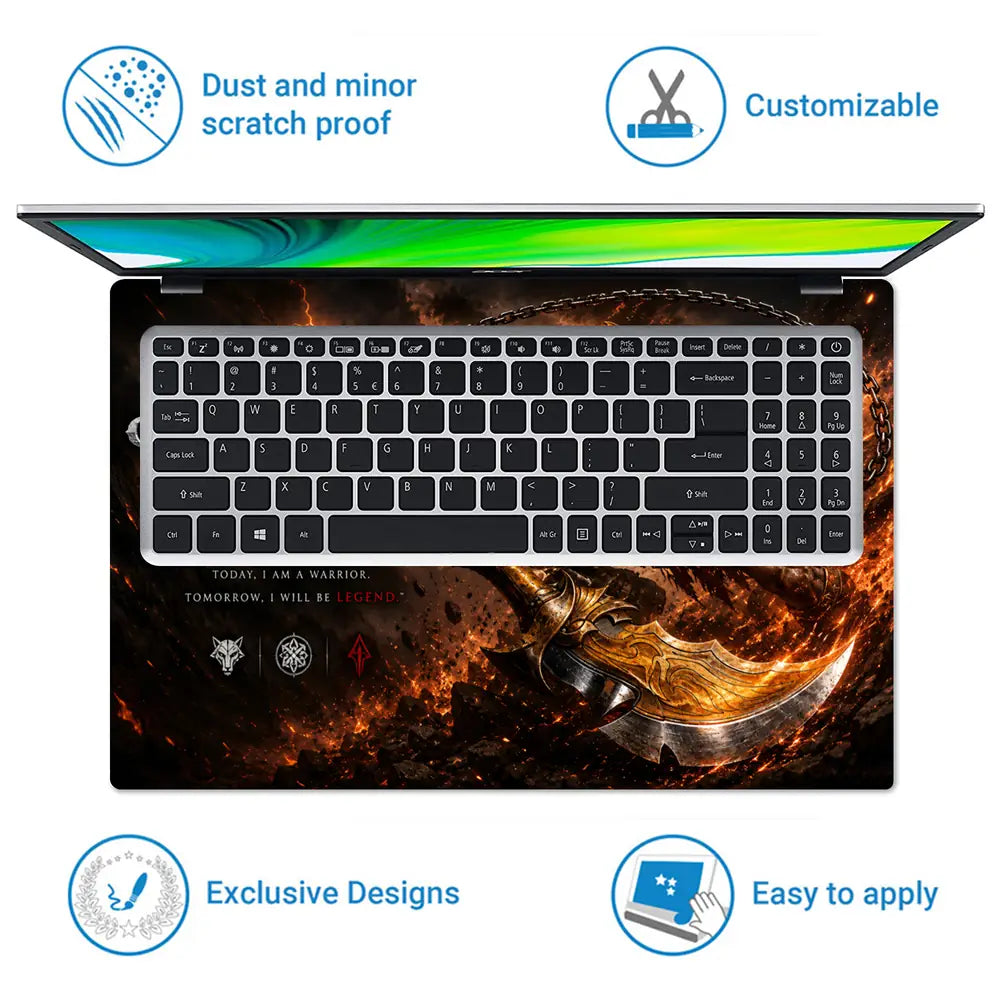 Gaming God Of War Kratos Chain Swing Attack Laptop Skin - View 5