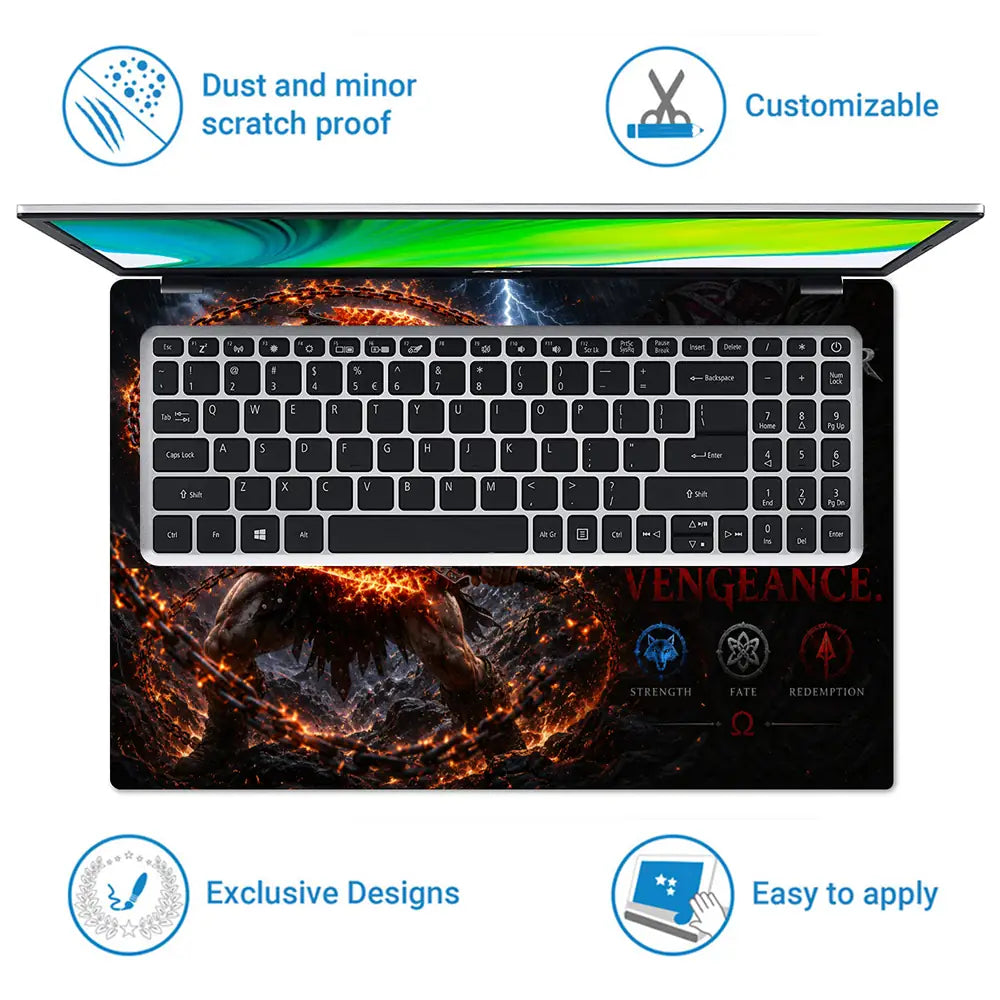 Gaming God Of War Kratos Chains Vortex Laptop Skin - View 5