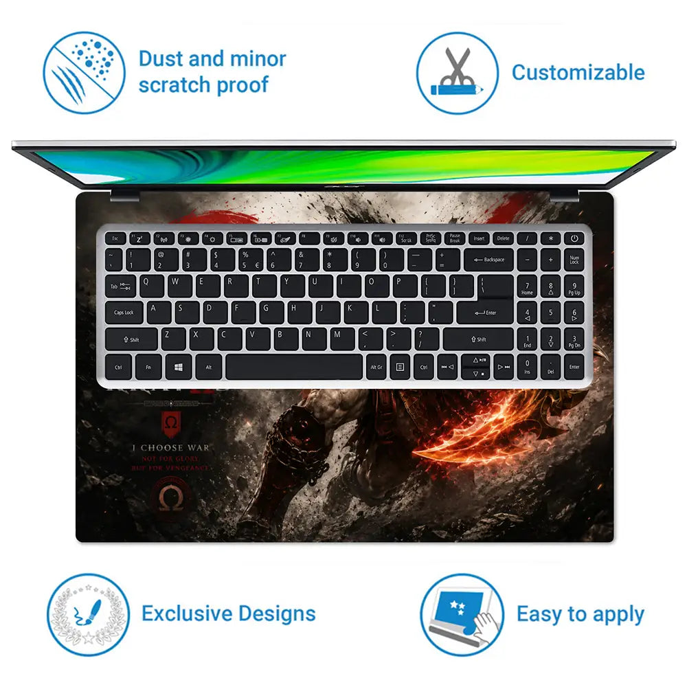 Gaming God Of War Kratos Chaos Blade Charge Laptop Skin - View 5