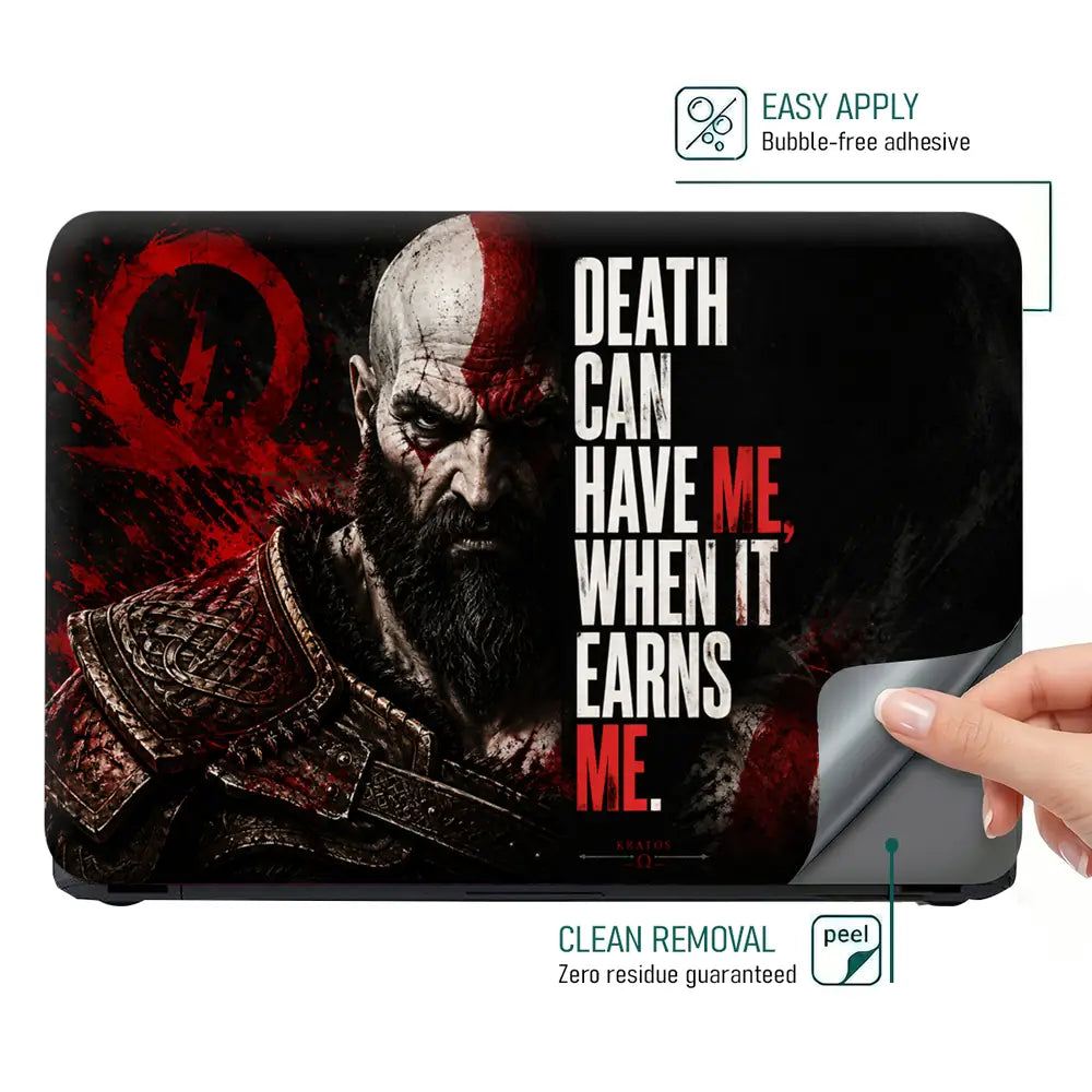 Gaming God Of War Kratos Death Earns Me Laptop Skin - View 4