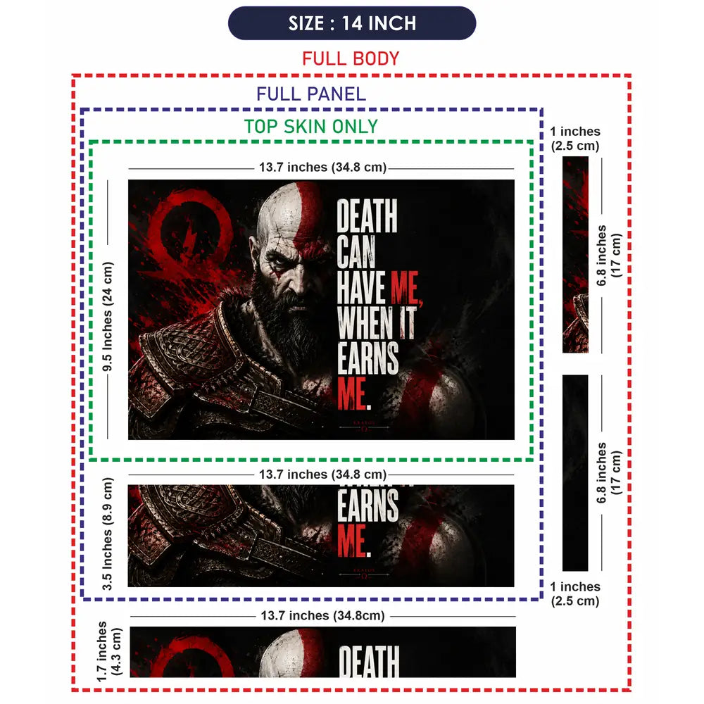 Gaming God Of War Kratos Death Earns Me Laptop Skin - View 7