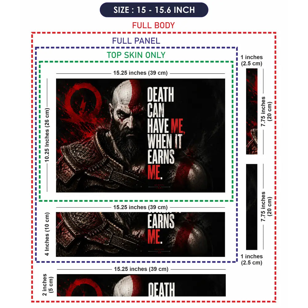 Gaming God Of War Kratos Death Earns Me Laptop Skin - View 8