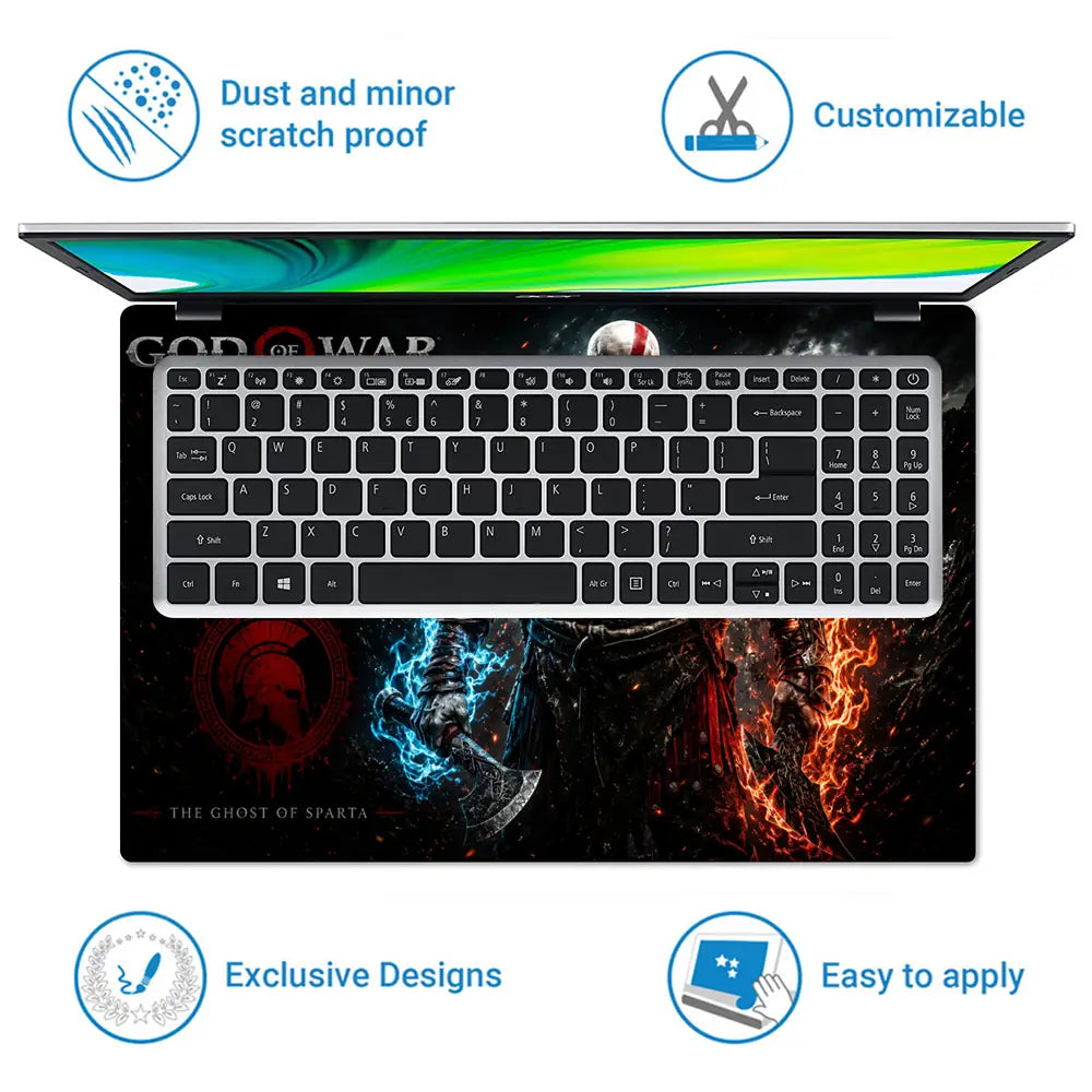 Gaming God Of War Kratos Dual Weapons Laptop Skin - View 5
