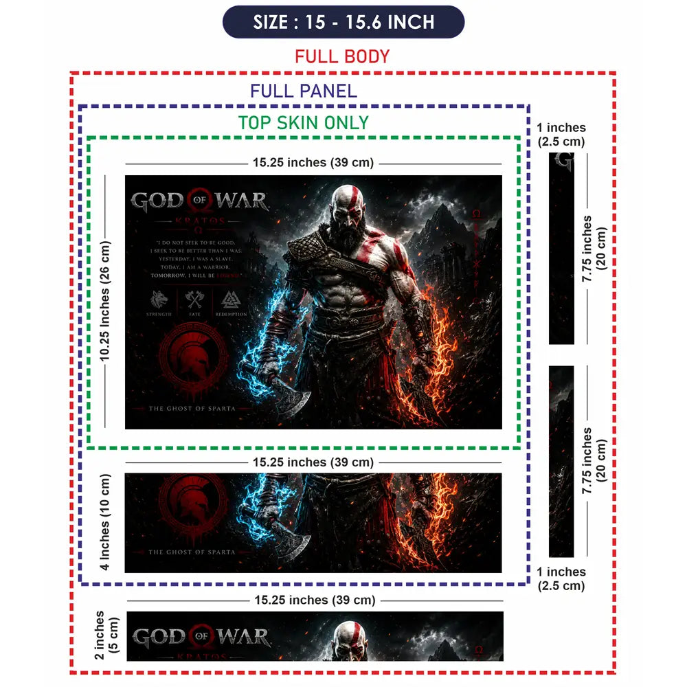 Gaming God Of War Kratos Dual Weapons Laptop Skin - View 8