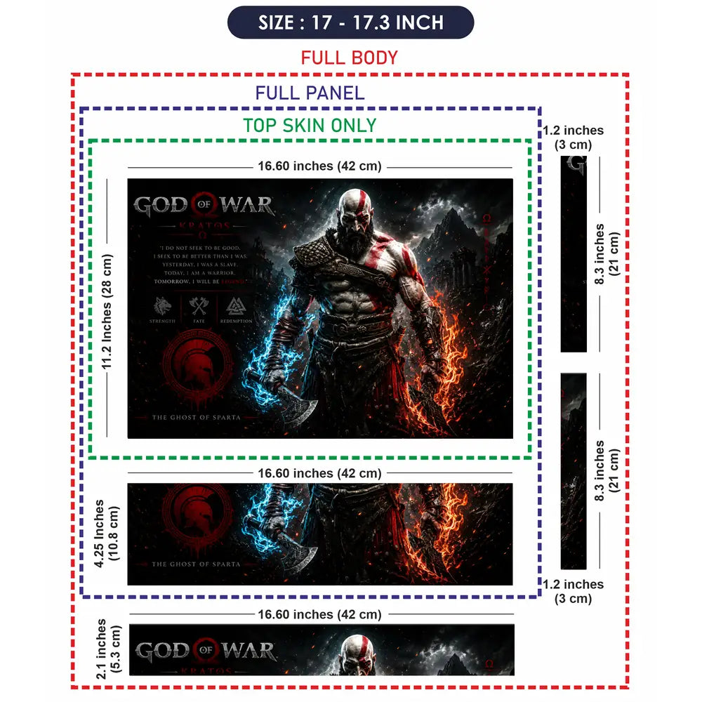 Gaming God Of War Kratos Dual Weapons Laptop Skin - View 9