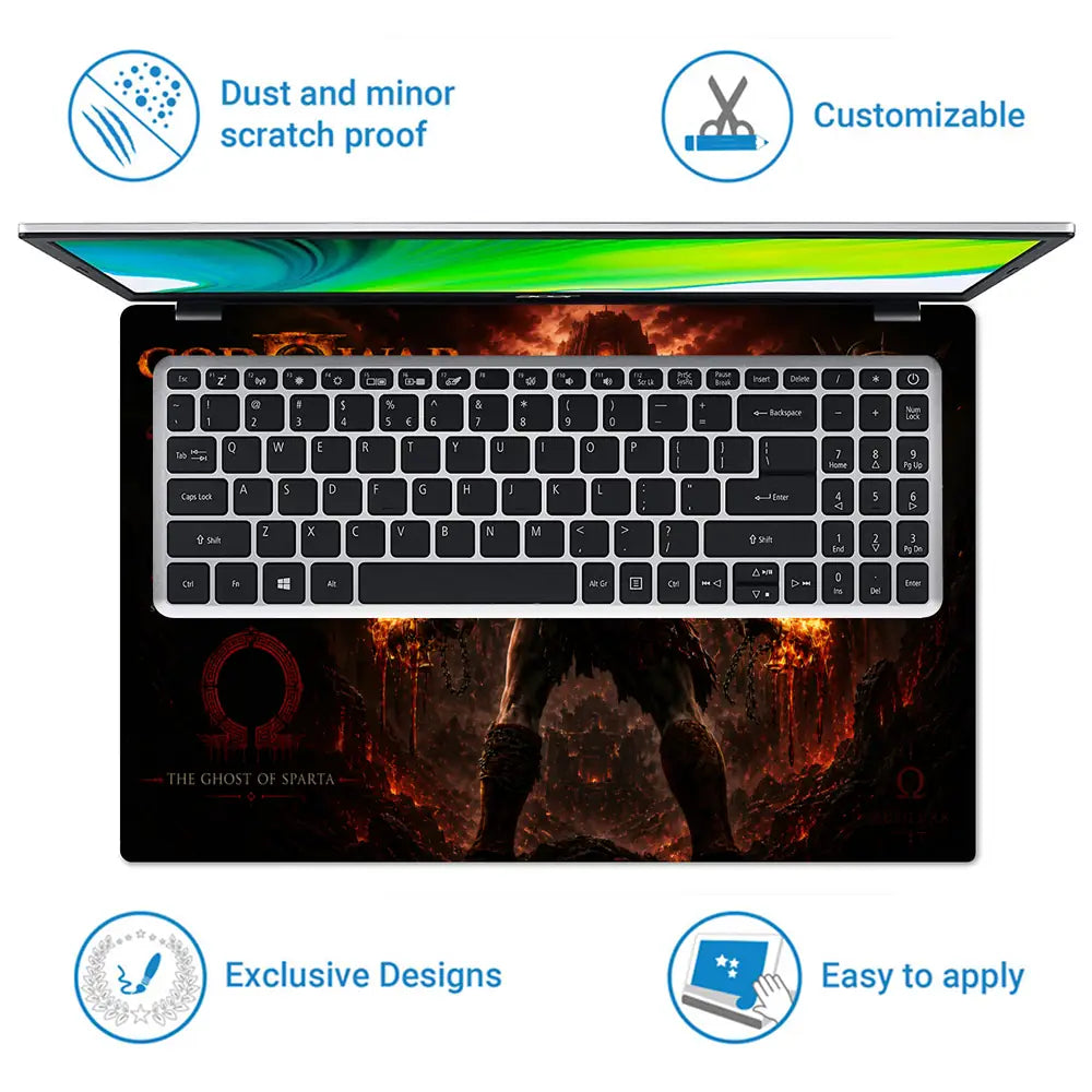 Gaming God Of War Kratos Forged Destiny Back Laptop Skin - View 5