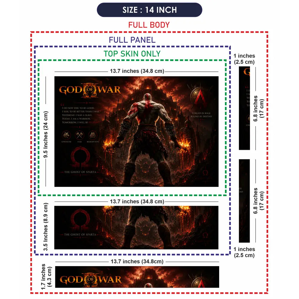 Gaming God Of War Kratos Forged Destiny Back Laptop Skin - View 7