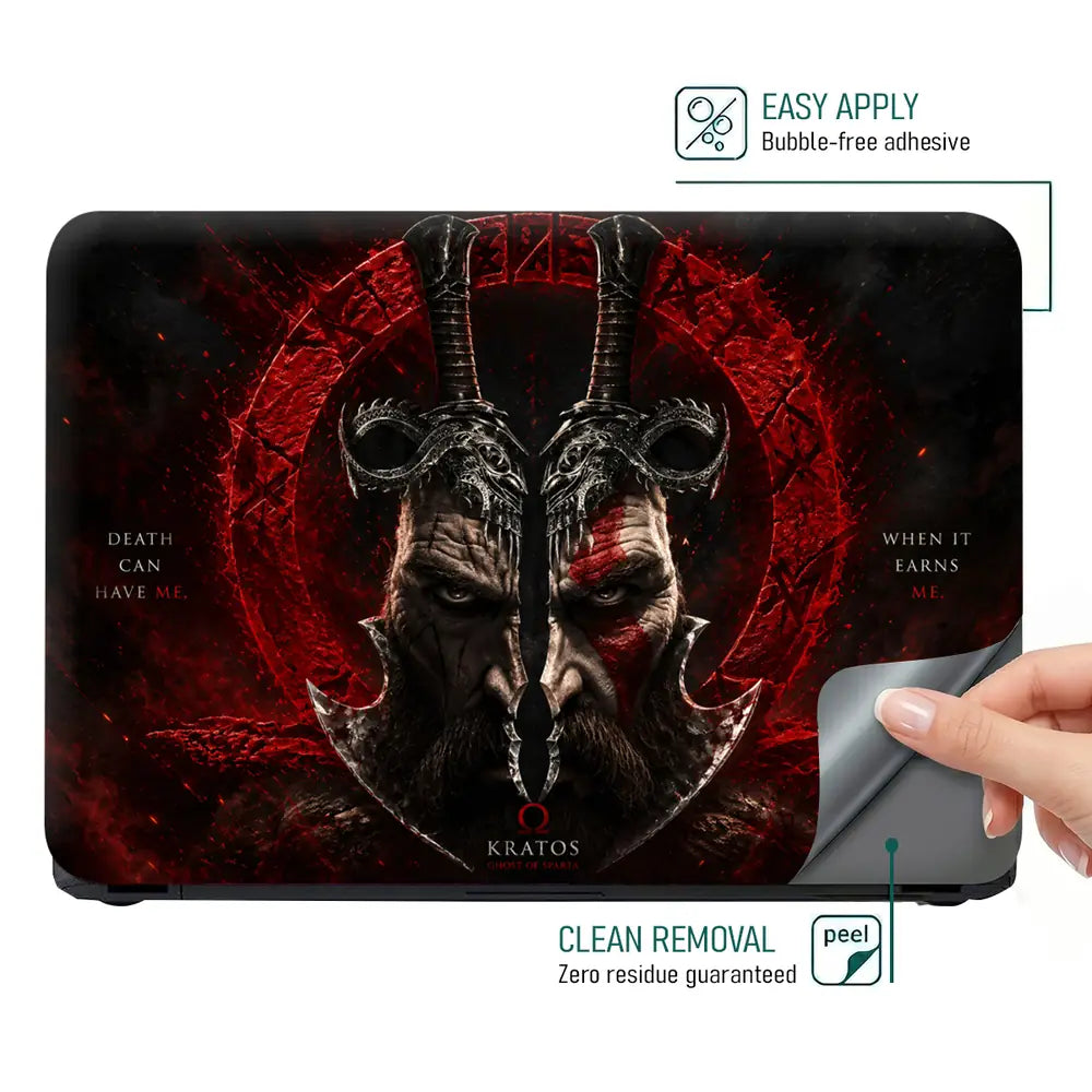 Gaming God Of War Kratos Helmet Death Crown Laptop Skin - View 4