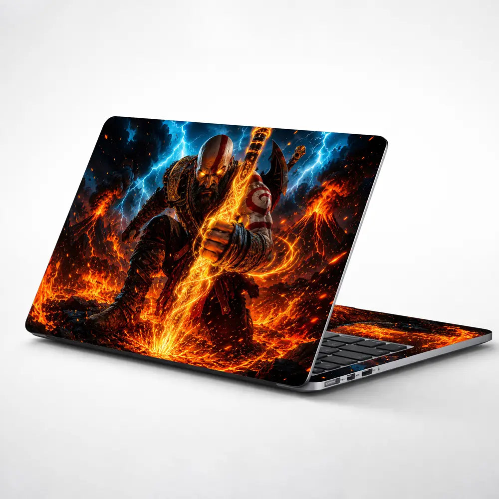 Gaming God Of War Kratos Lava Lightning Axe Glow Laptop Skin - View 1