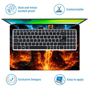 Gaming God Of War Kratos Lava Lightning Axe Glow Laptop Skin - View 5
