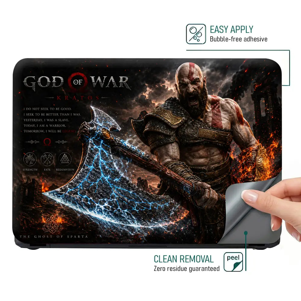 Gaming God Of War Kratos Leviathan Axe Lightning Laptop Skin - View 4