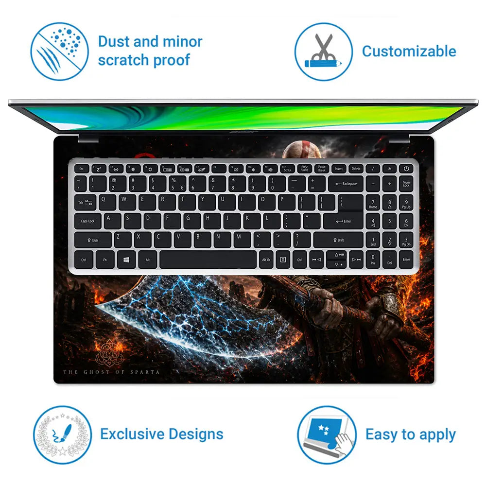 Gaming God Of War Kratos Leviathan Axe Lightning Laptop Skin - View 5