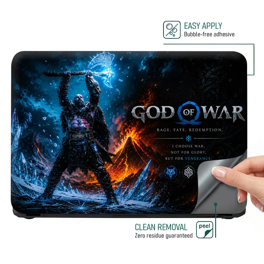 Gaming God Of War Kratos Lifting Axe Ice Laptop Skin - View 4