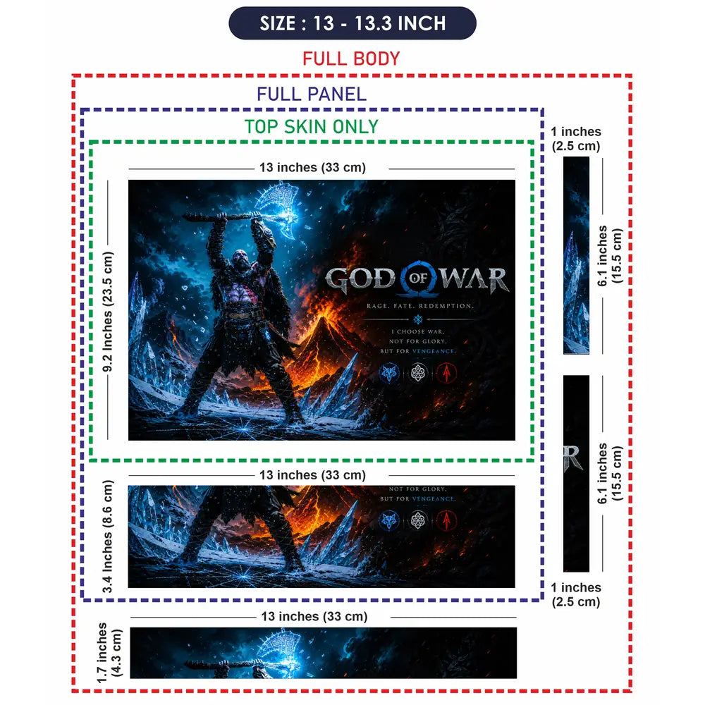 Gaming God Of War Kratos Lifting Axe Ice Laptop Skin - View 6