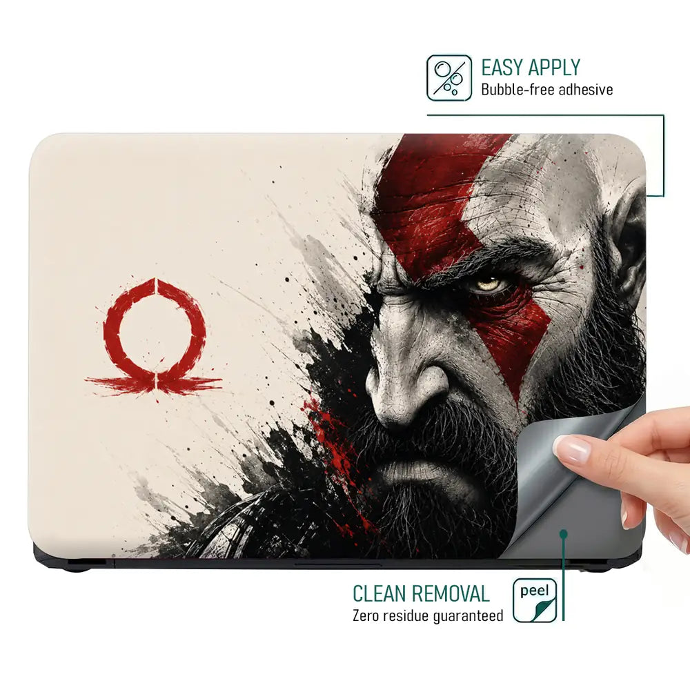 Gaming God Of War Kratos Omega Splash Face Laptop Skin - View 4