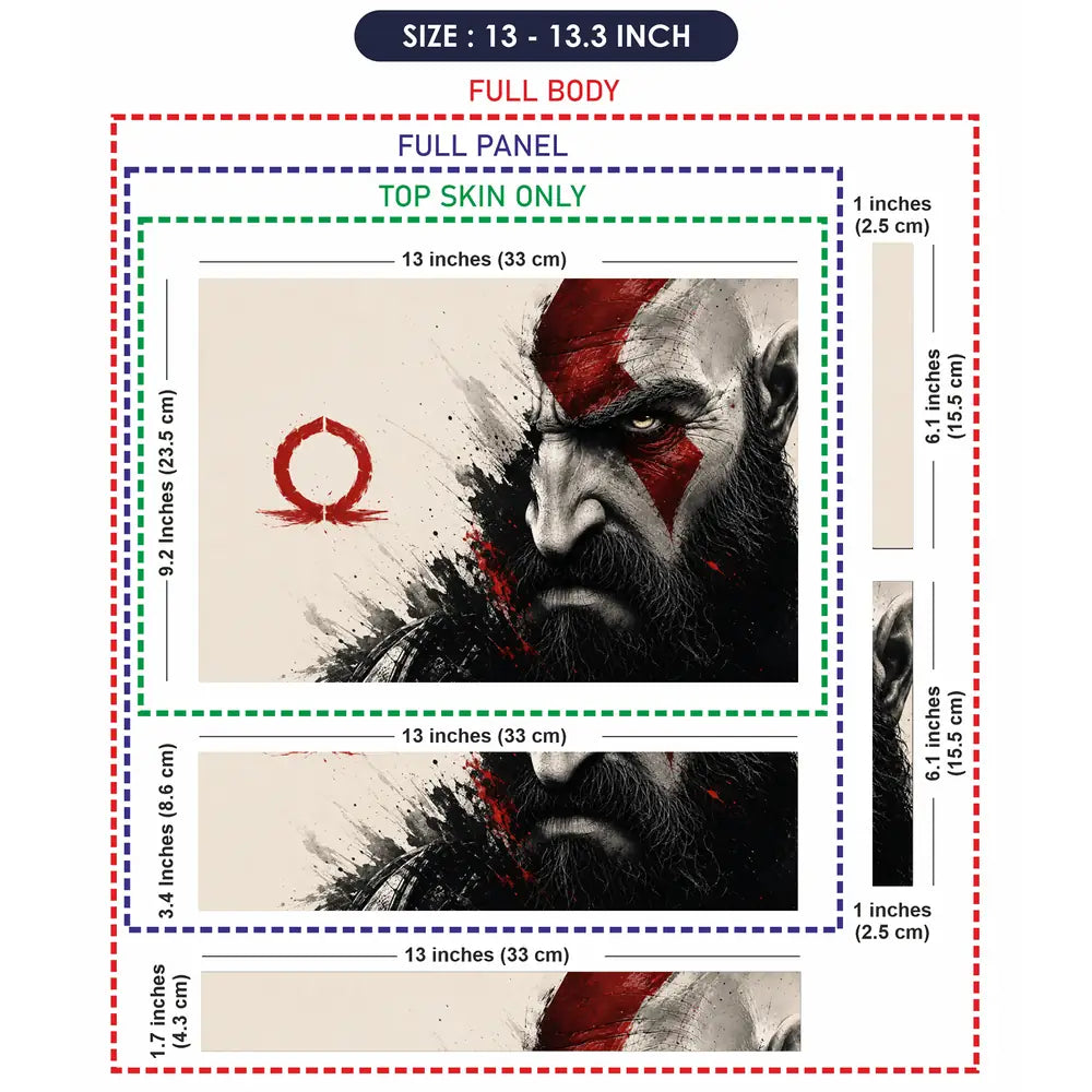 Gaming God Of War Kratos Omega Splash Face Laptop Skin - View 6