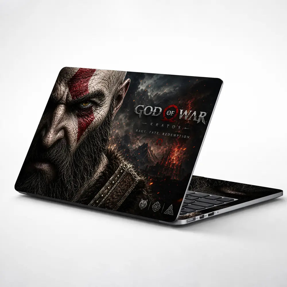 Gaming God Of War Kratos Rage Fate Crack Face Laptop Skin - View 1
