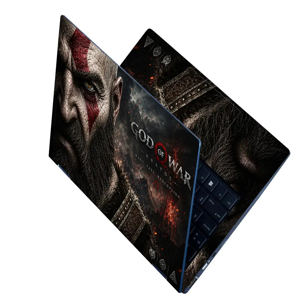 Gaming God Of War Kratos Rage Fate Crack Face Laptop Skin - View 2