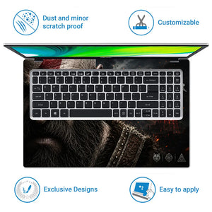 Gaming God Of War Kratos Rage Fate Crack Face Laptop Skin - View 5