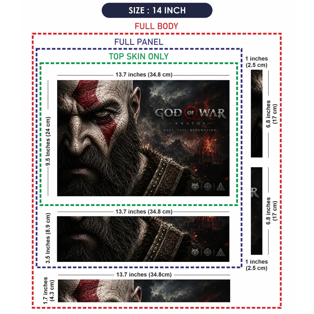 Gaming God Of War Kratos Rage Fate Crack Face Laptop Skin - View 7