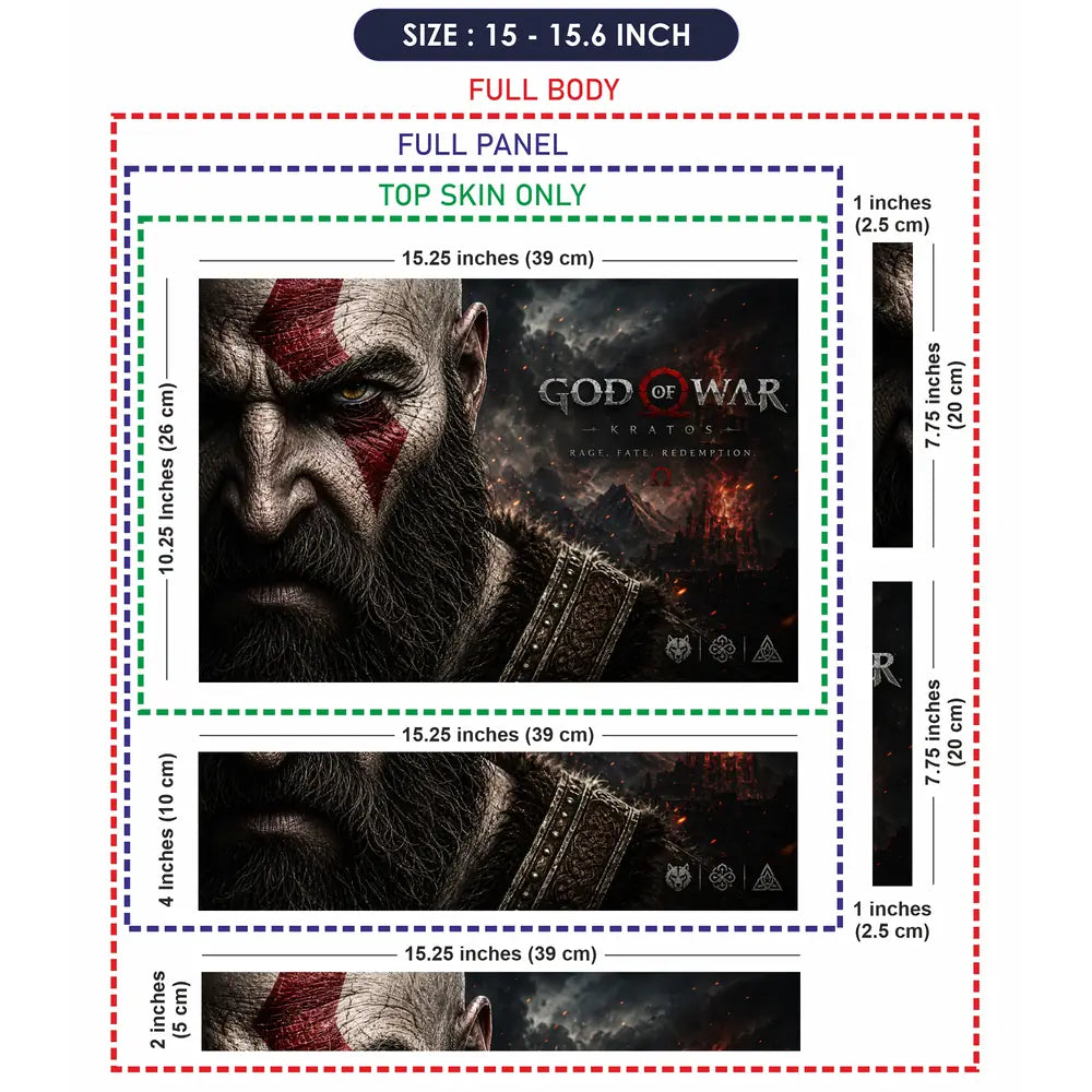 Gaming God Of War Kratos Rage Fate Crack Face Laptop Skin - View 8