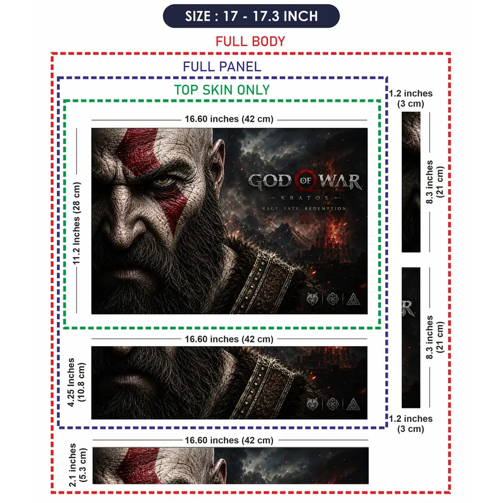 Gaming God Of War Kratos Rage Fate Crack Face Laptop Skin - View 9