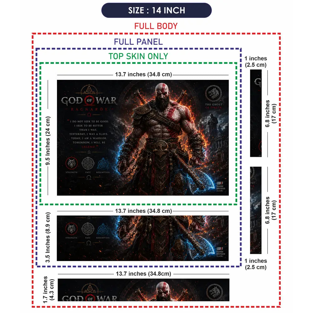 Gaming God Of War Kratos Ragnarok Stand Laptop Skin - View 7