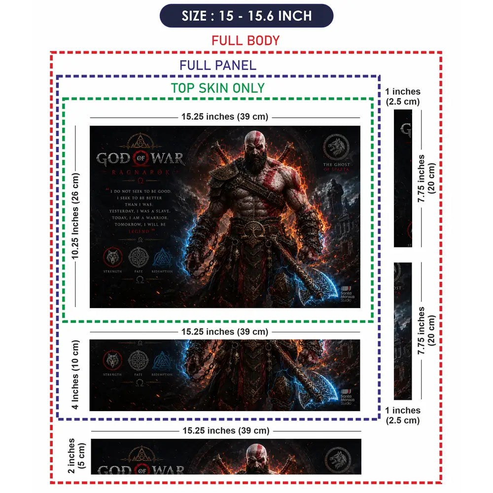 Gaming God Of War Kratos Ragnarok Stand Laptop Skin - View 8