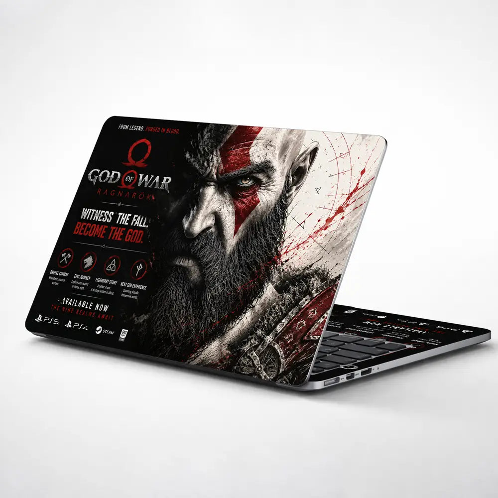 Gaming God Of War Kratos Ragnarok Witness Fall Laptop Skin - View 1