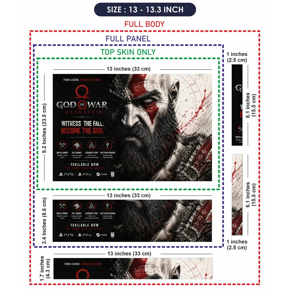 Gaming God Of War Kratos Ragnarok Witness Fall Laptop Skin - View 6