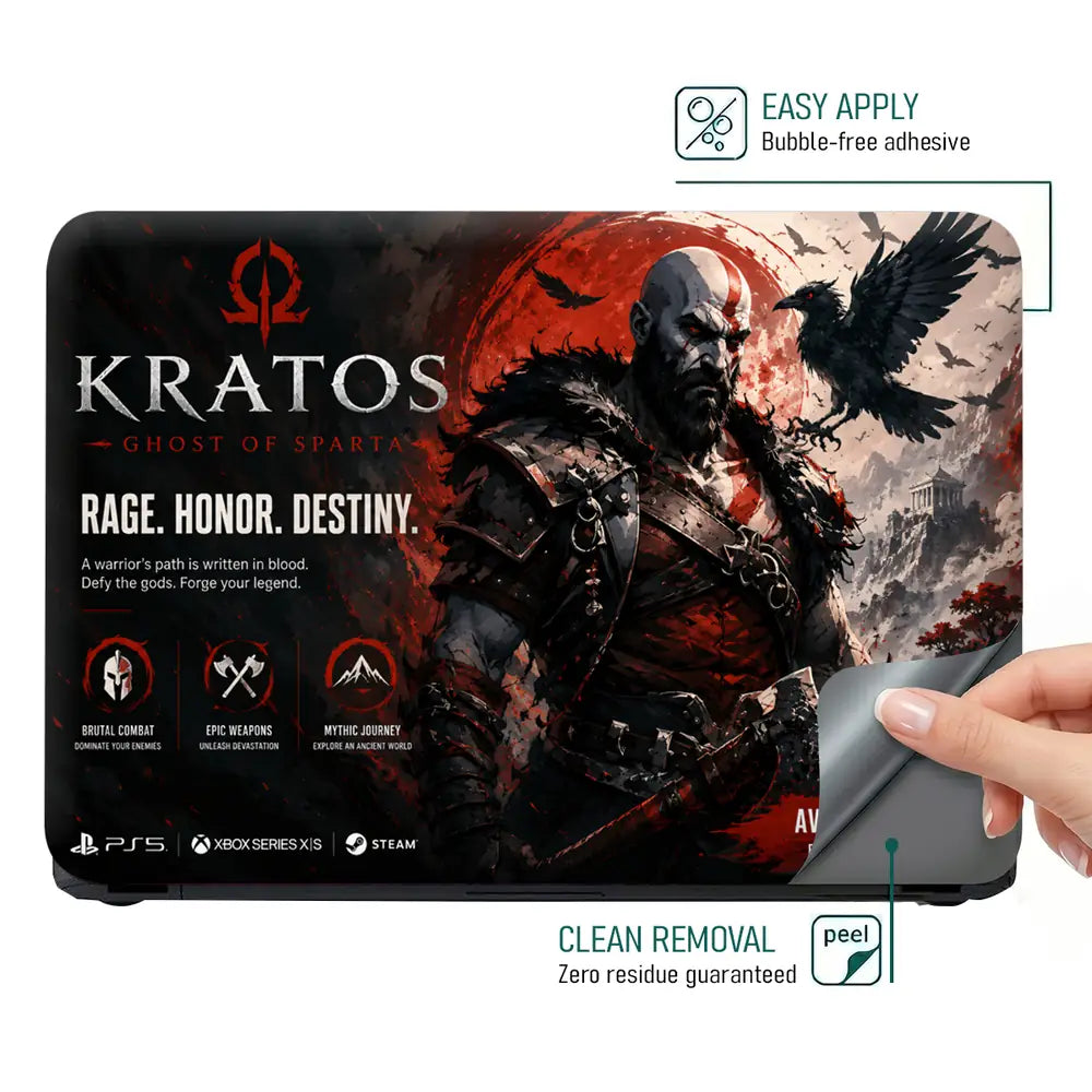 Gaming God Of War Kratos Raven Honor Destiny Laptop Skin - View 4
