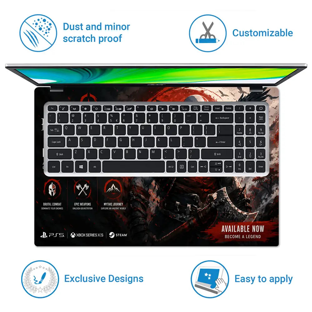 Gaming God Of War Kratos Raven Honor Destiny Laptop Skin - View 5