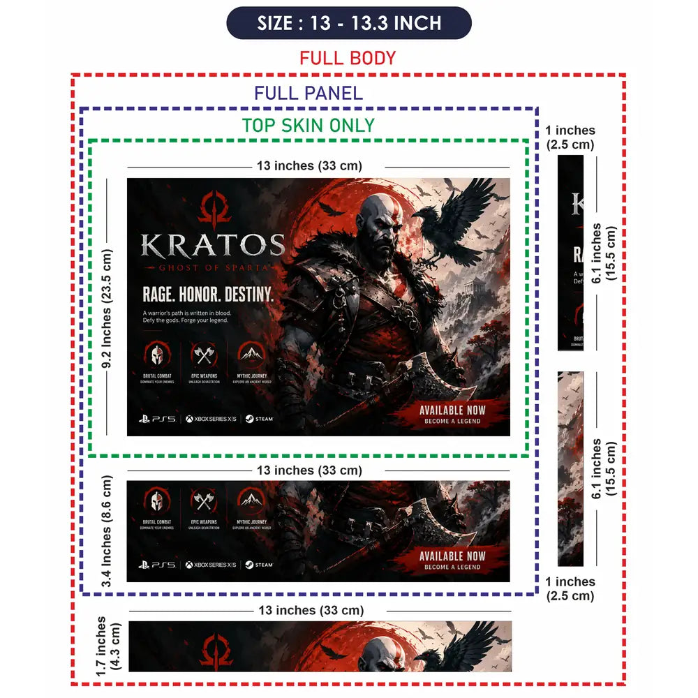 Gaming God Of War Kratos Raven Honor Destiny Laptop Skin - View 6