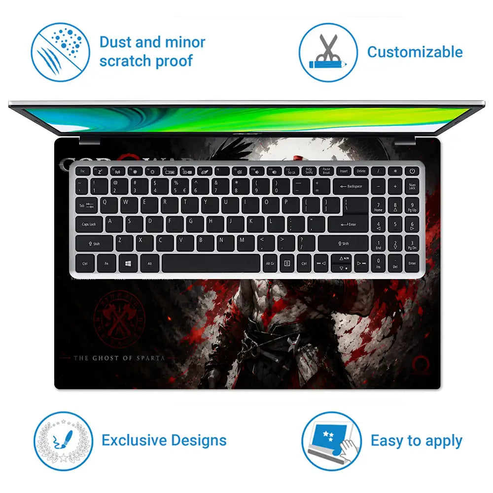 Gaming God Of War Kratos Raven Shoulder Ghost Laptop Skin - View 5
