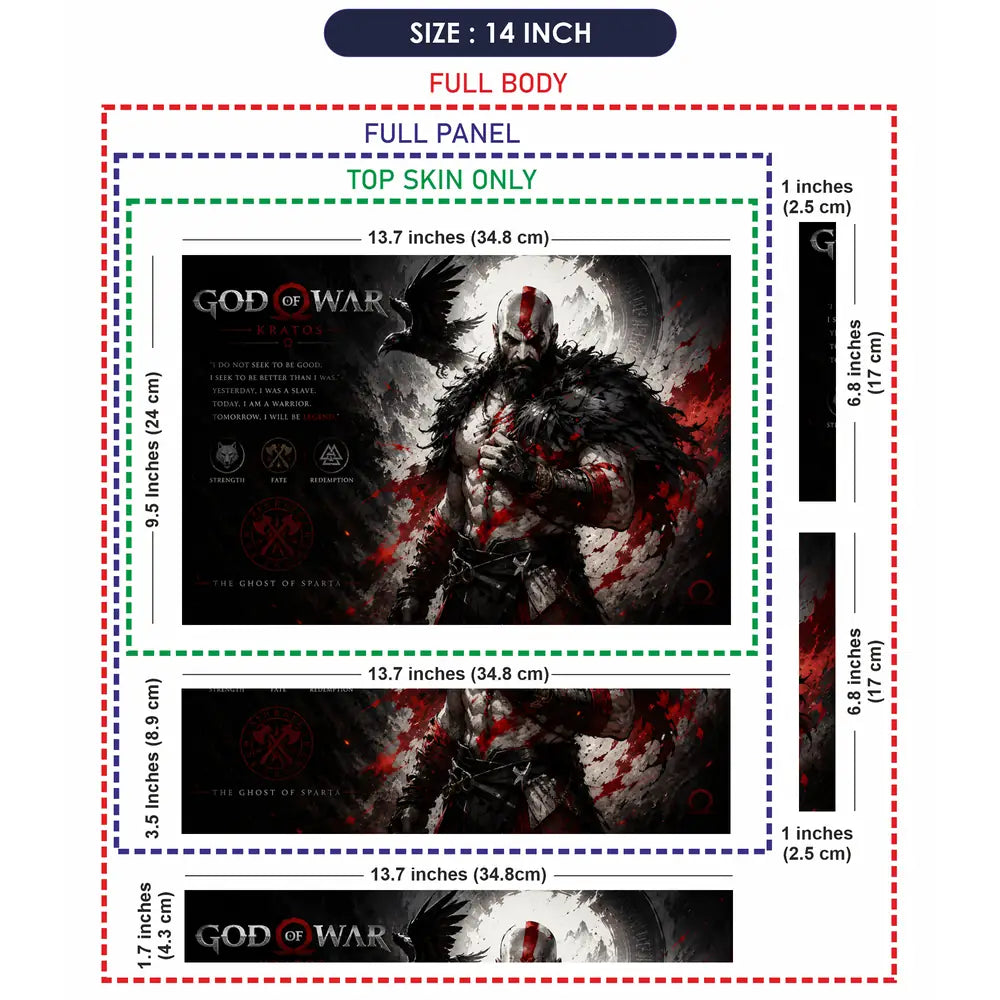 Gaming God Of War Kratos Raven Shoulder Ghost Laptop Skin - View 7