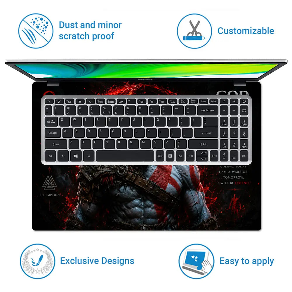 Gaming God Of War Kratos Reborn Runes Laptop Skin - View 5