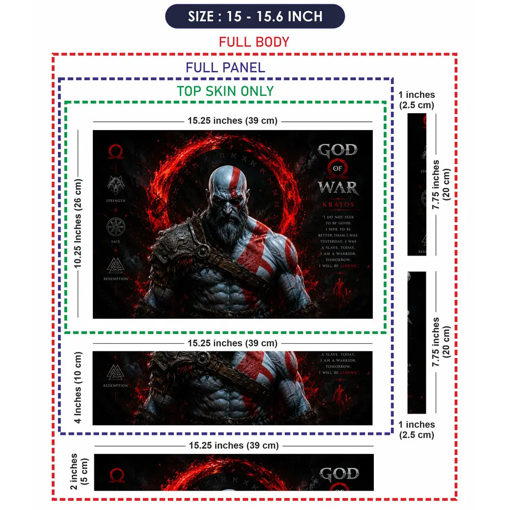 Gaming God Of War Kratos Reborn Runes Laptop Skin - View 8