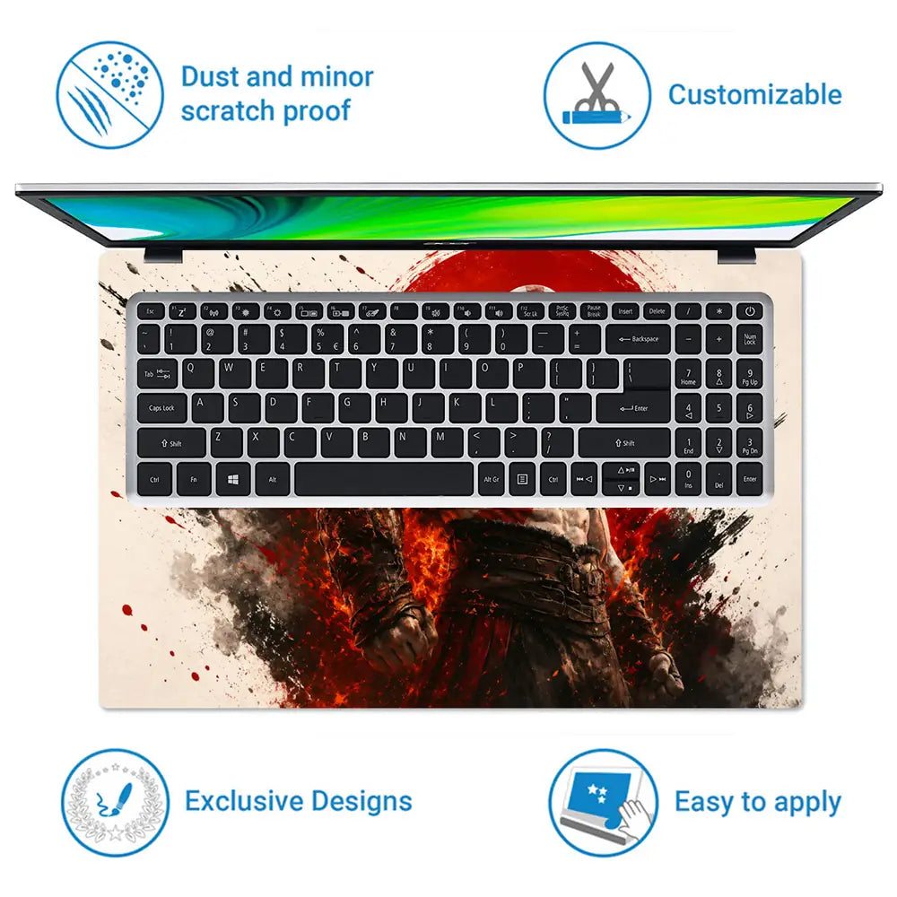 Gaming God Of War Kratos Red Sun Armor Laptop Skin - View 5