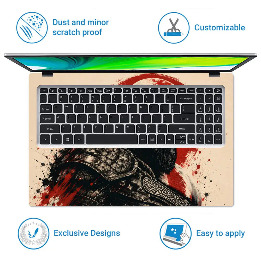 Gaming God Of War Kratos Red Sun Profile Laptop Skin - View 5