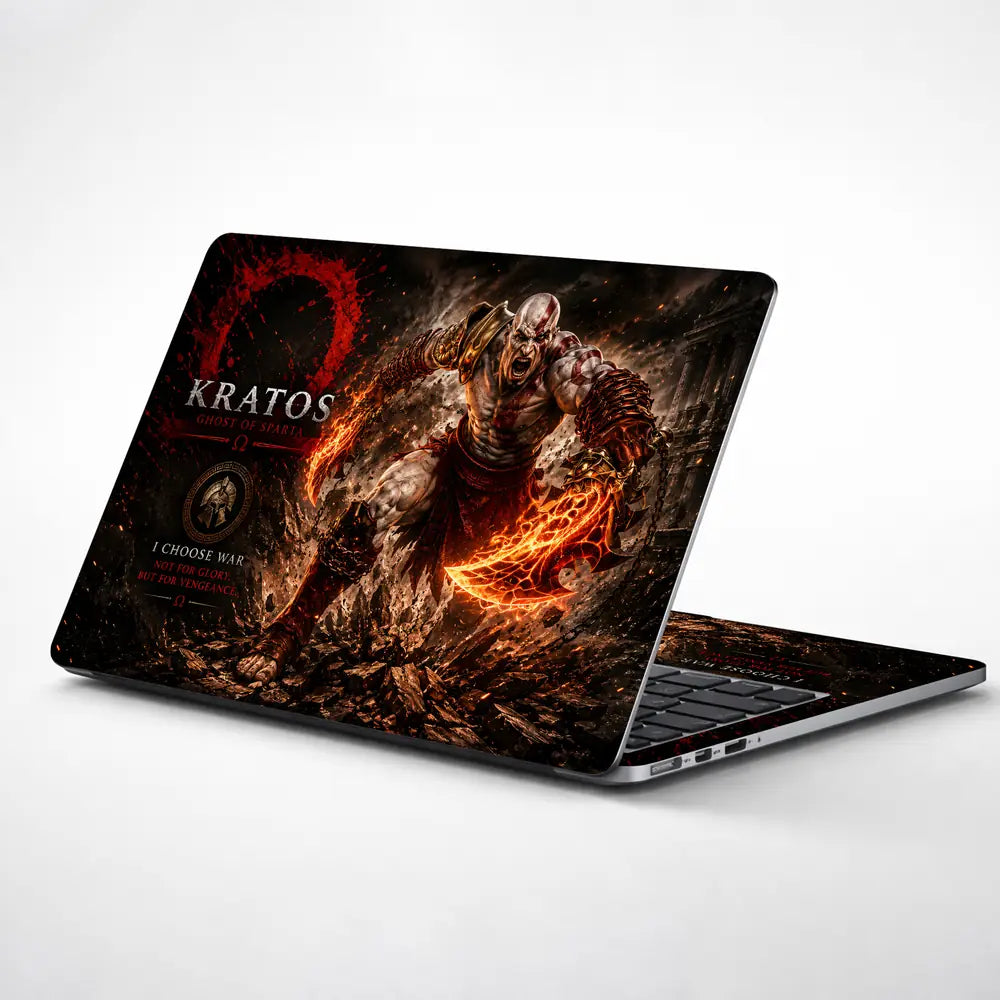 Gaming God Of War Kratos Roar Flame Laptop Skin - View 1