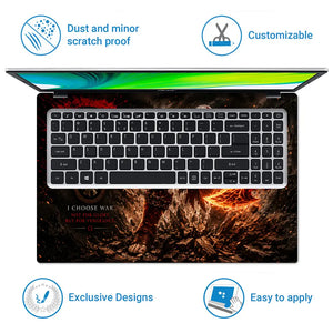 Gaming God Of War Kratos Roar Flame Laptop Skin - View 5