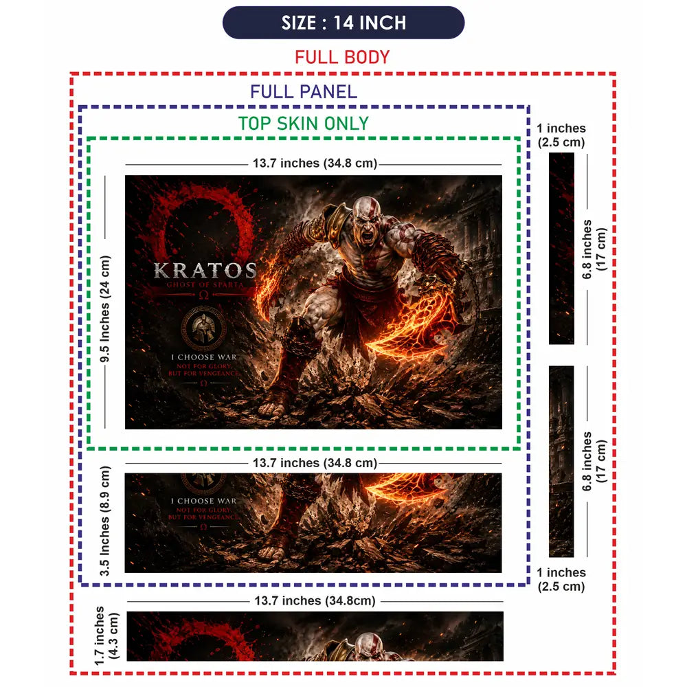 Gaming God Of War Kratos Roar Flame Laptop Skin - View 7