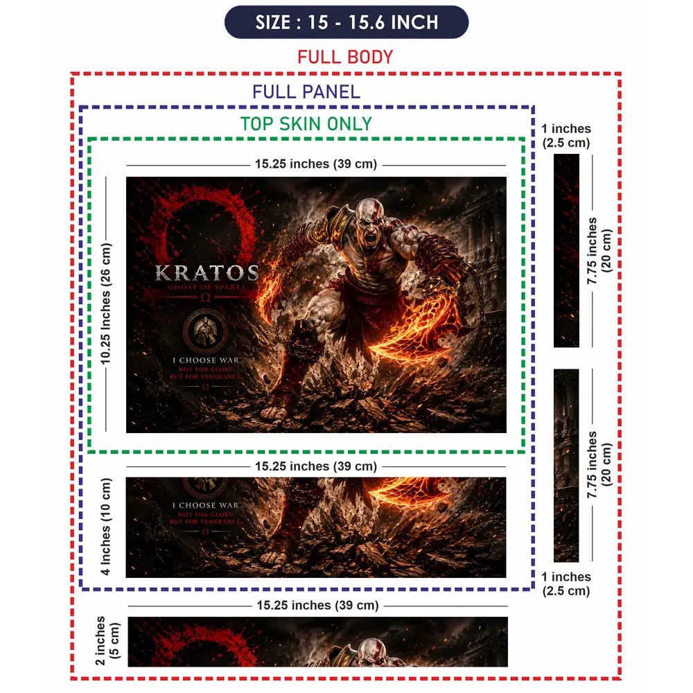 Gaming God Of War Kratos Roar Flame Laptop Skin - View 8