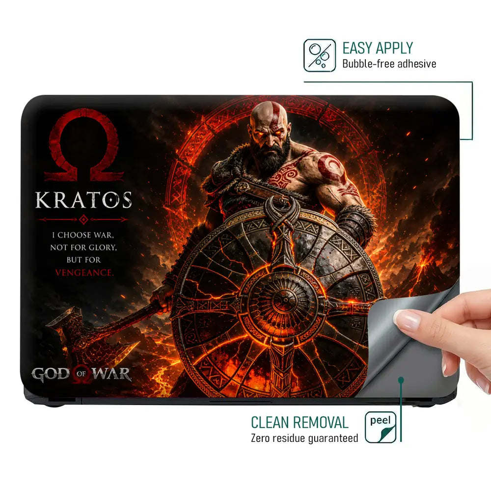 Gaming God Of War Kratos Shield Hammer Laptop Skin - View 4