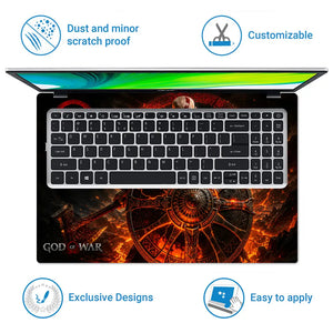 Gaming God Of War Kratos Shield Hammer Laptop Skin - View 5