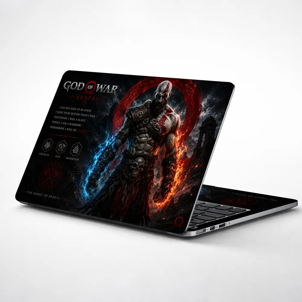 Gaming God Of War Kratos Skull Dual Weapons Laptop Skin - View 1